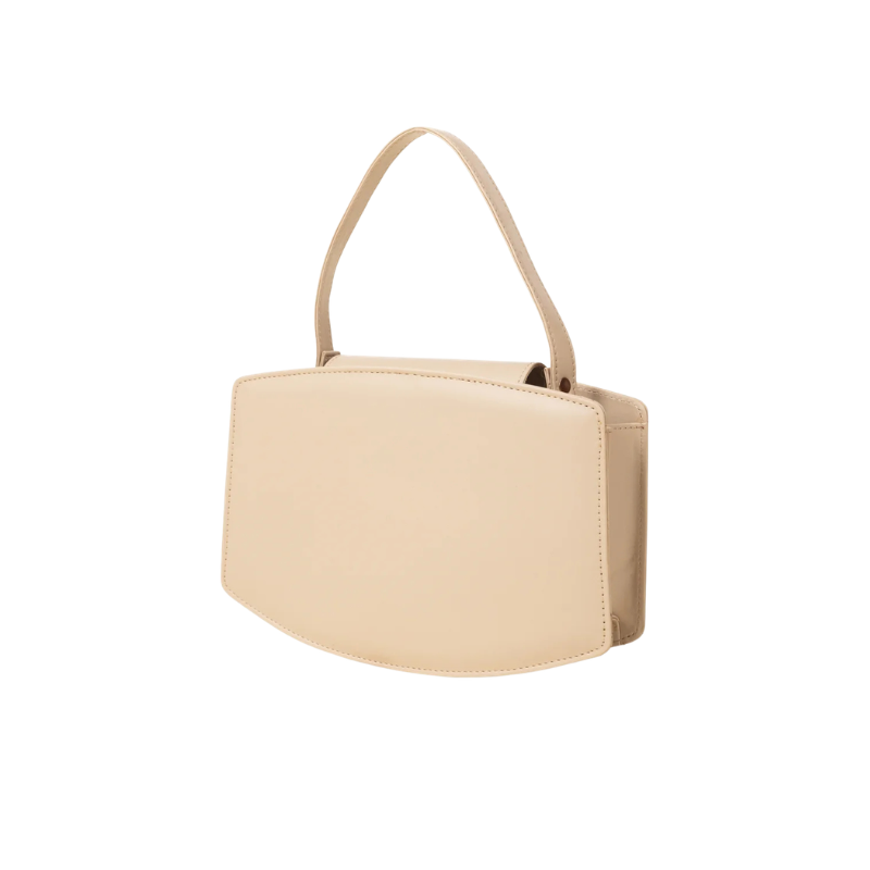 Beige Structured Handbag with Double Compartments