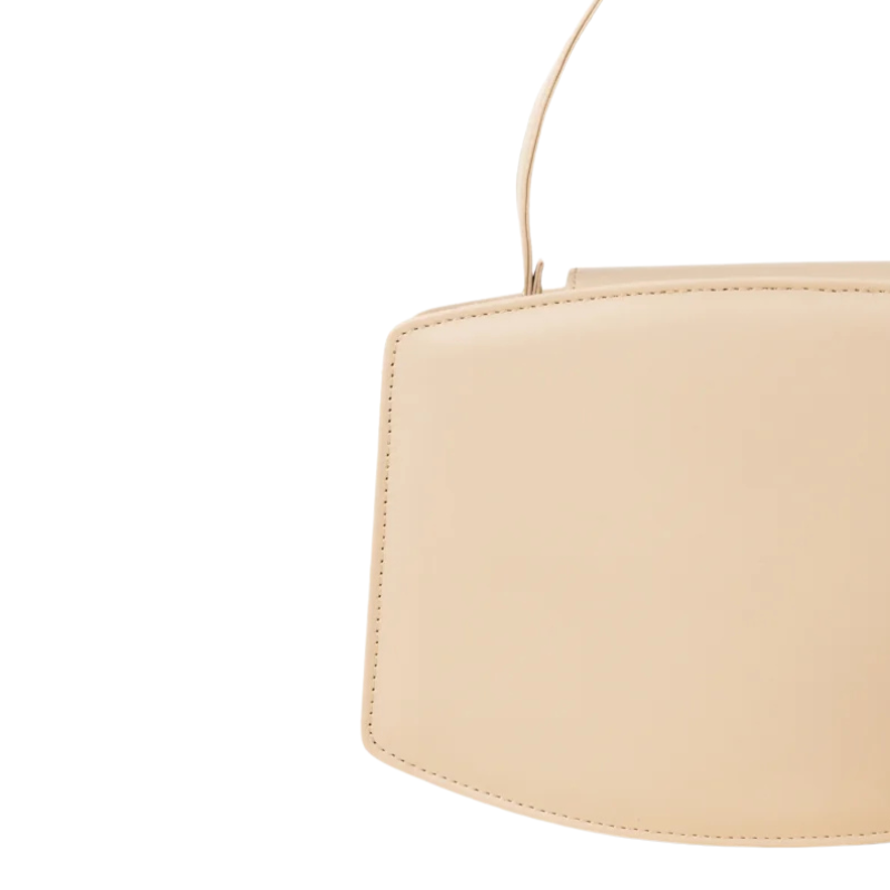 Beige Structured Handbag with Double Compartments