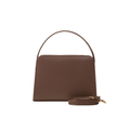 Brown Structured Shoulder Handbag with Faux Leather Finish