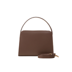 Brown Structured Shoulder Handbag with Faux Leather Finish