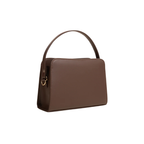 Brown Structured Shoulder Handbag with Faux Leather Finish