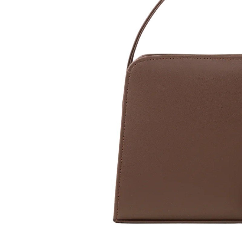 Brown Structured Shoulder Handbag with Faux Leather Finish