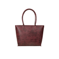 Burgundy Croc Texture Tote Bag with Zipper Closure
