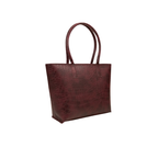Burgundy Croc Texture Tote Bag with Zipper Closure