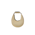 Metallic Gold Crescent Handbag with Magnetic Button Closure