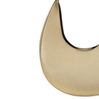 Metallic Gold Crescent Handbag with Magnetic Button Closure