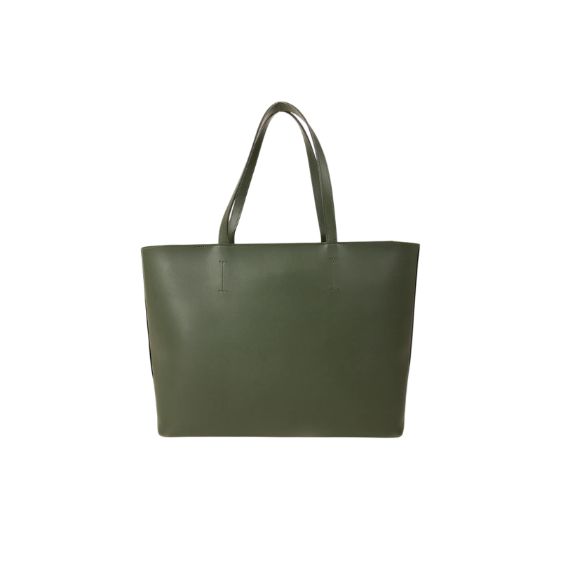 Olive Green Minimalist Tote Bag with Zipper Closure