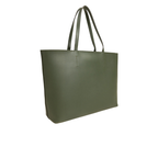 Olive Green Minimalist Tote Bag with Zipper Closure