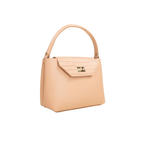 Peach Croc Texture Handbag with Turn Lock Closure