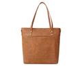 Tan Textured Tote Bag with Zipper Closure and Pockets